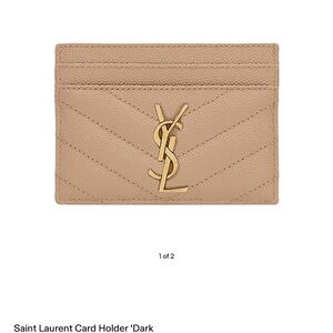 Saint Laurent Beige Card Holder with Gold Logo